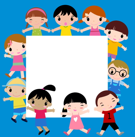 Kids and frameのイラスト素材