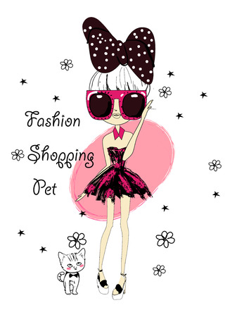 fashion sketch drawing girlのイラスト素材