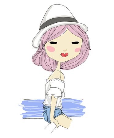 Sketch fashion girlのイラスト素材