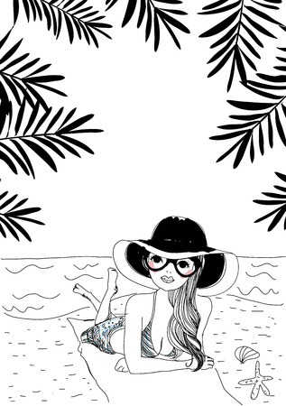 sketch girlのイラスト素材