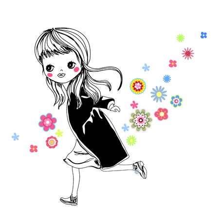 Sketch girlのイラスト素材