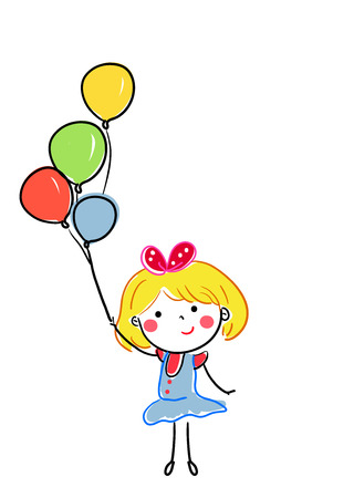 Happy smiling Kid holding balloonsのイラスト素材