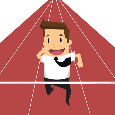 Businessman celebrates at the finish line.vectorのイラスト素材