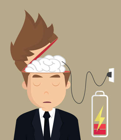 businessman brain charger .vectorのイラスト素材