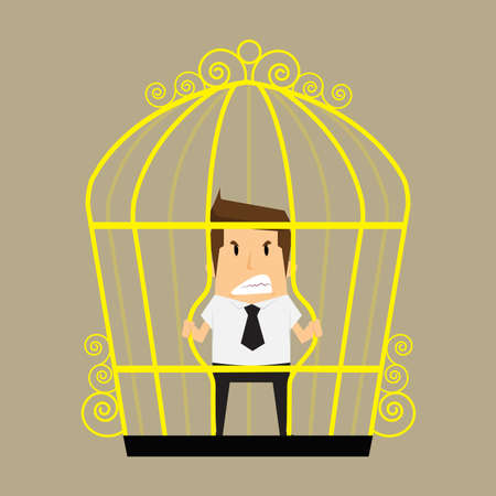 businessman break the cage.vectorのイラスト素材