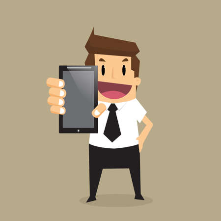 Business man show smart phone.vectorのイラスト素材