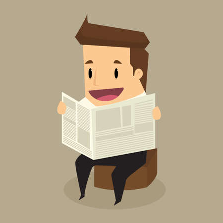 businessman reading a newspaper.vectorのイラスト素材
