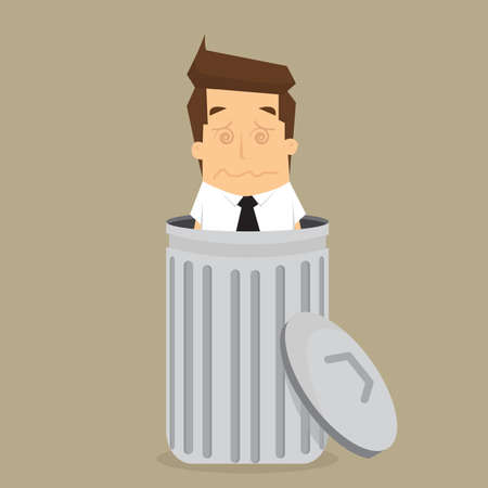 businessman dropped into trash. vectorのイラスト素材