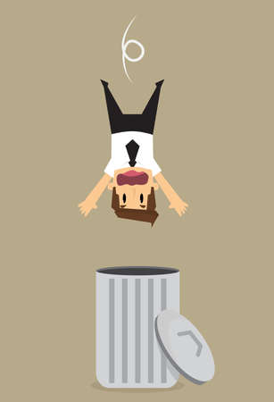 businessman dropped into trashcan.vectorのイラスト素材