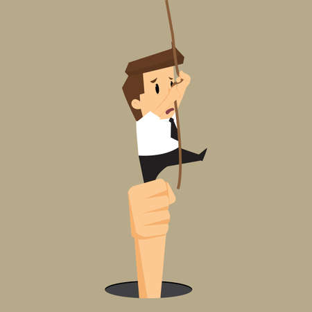 hand pulled down businessman on success.vectorのイラスト素材