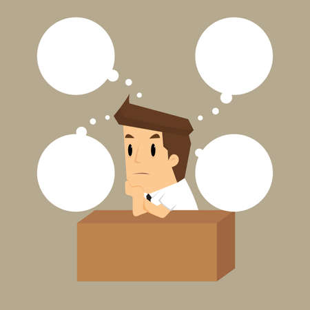 working hard business man on his desk.vectorのイラスト素材