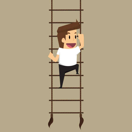 businessman climbs upstairs for professional growth.vectorのイラスト素材