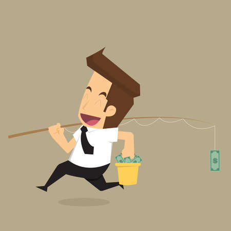 Businessman fishing money.vectorのイラスト素材