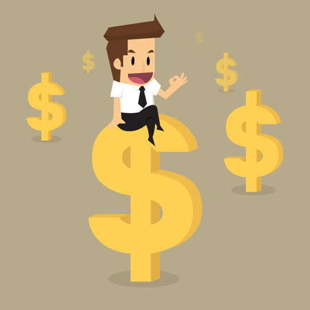 businessman sitting on icon money.vectorのイラスト素材
