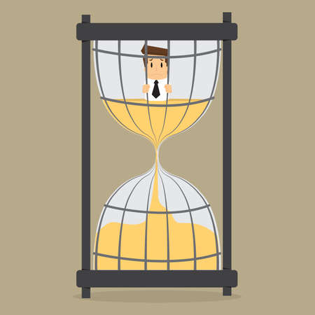 businessman in prison Hourglass time.vectorのイラスト素材