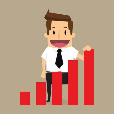businessman hold bar chart.vectorのイラスト素材