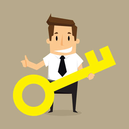 Businessman with key.vectorのイラスト素材