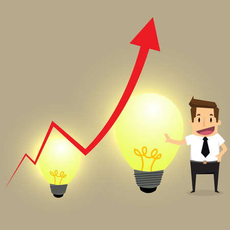 Concept of crisis problems with businessman that helps statistics with idea.vectorのイラスト素材