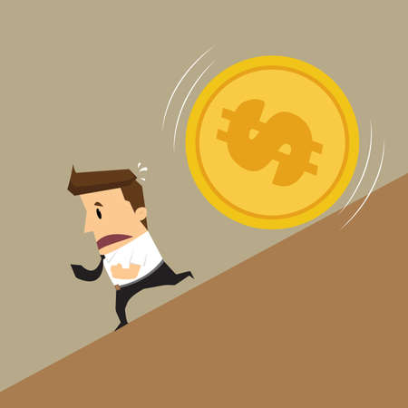 Businessman running Money attack.vectorのイラスト素材