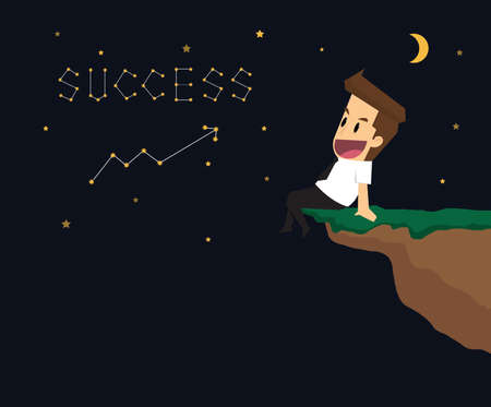 businessman write succeed in the universe. Astronomy. vectorのイラスト素材
