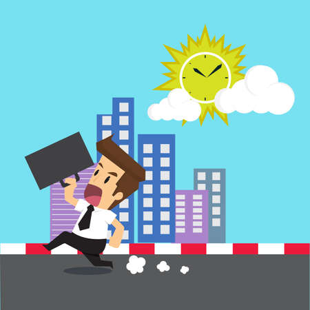 business man woke up late, late for work. vectorのイラスト素材