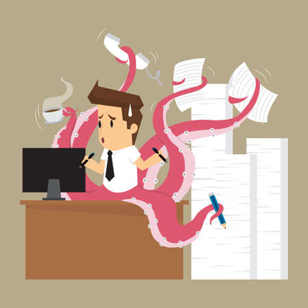 businessman hand on octopus. vectorのイラスト素材