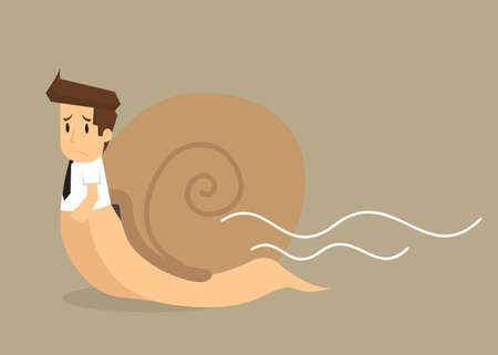 businessman works slowly like snail. vectorのイラスト素材