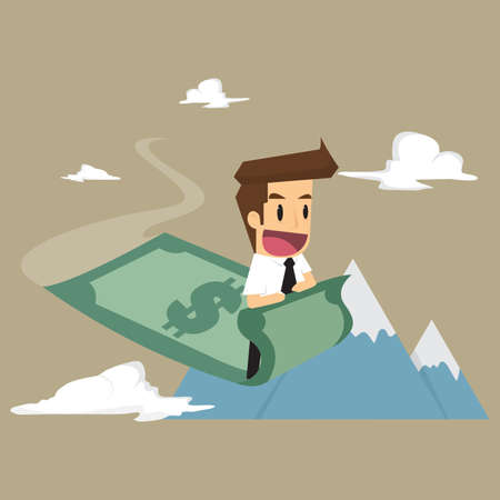 businessman riding money finance survey. vectorのイラスト素材