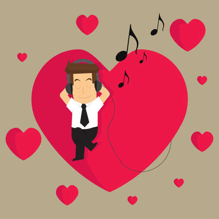 businessman listening to the music of love in what they do.vectorのイラスト素材