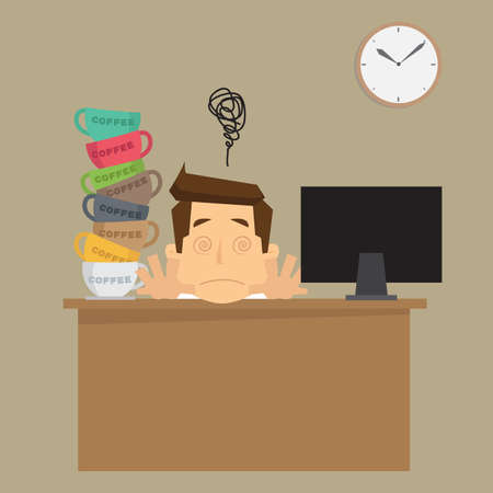 business man eaters of much coffee too. vectorのイラスト素材