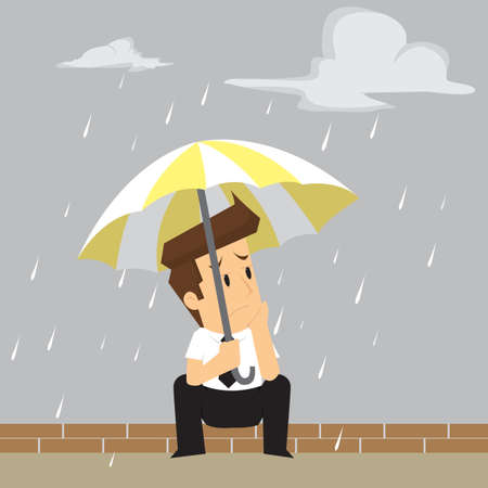 businessman was caught in the rain. vectorのイラスト素材