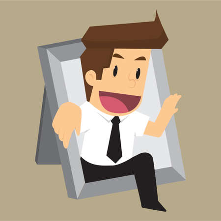Businessman Thinking outside the frame. vectorのイラスト素材