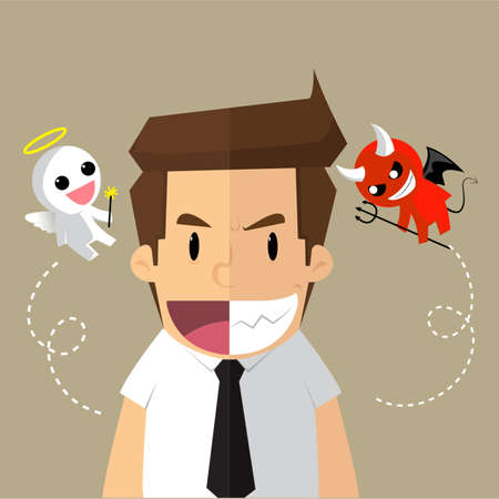 business man, two-timing, good - evil. vectorのイラスト素材