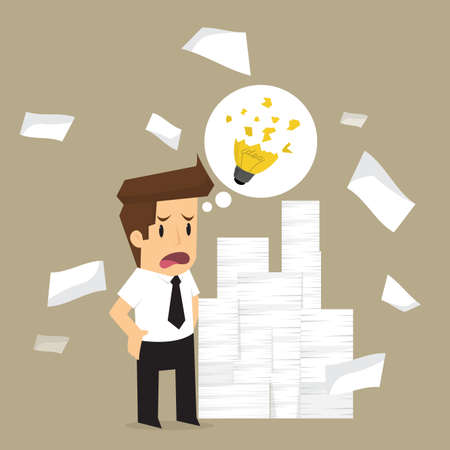 business man worked hard, bulb idea broken. vectorのイラスト素材