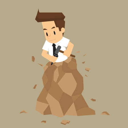 businessman carve earn one's own.vectorのイラスト素材