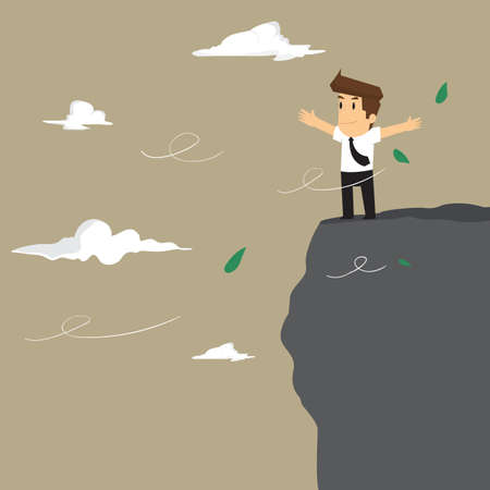 business man standing arms on the abyss. vectorのイラスト素材