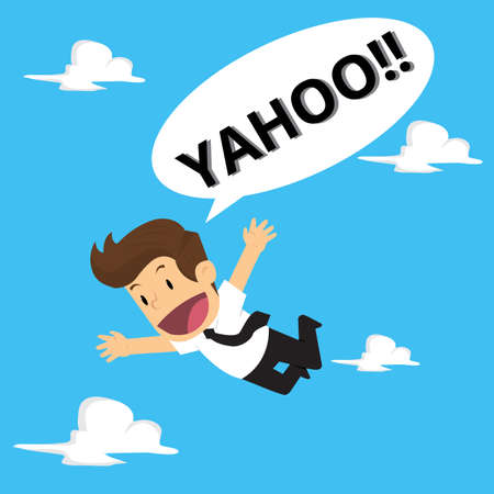 businessman jumped down from the sky with excitement. vectorのイラスト素材