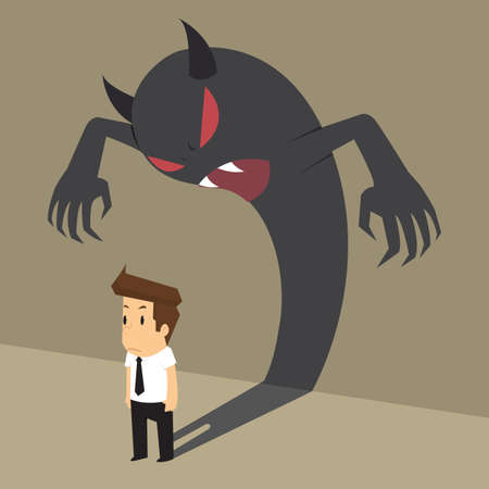 business man with devil shadow that come from within him. vectorのイラスト素材