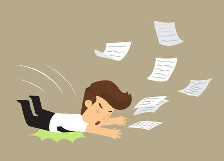 business man fell, document work distribution. vectorのイラスト素材