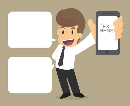 businessman showing smartphone. vectorのイラスト素材