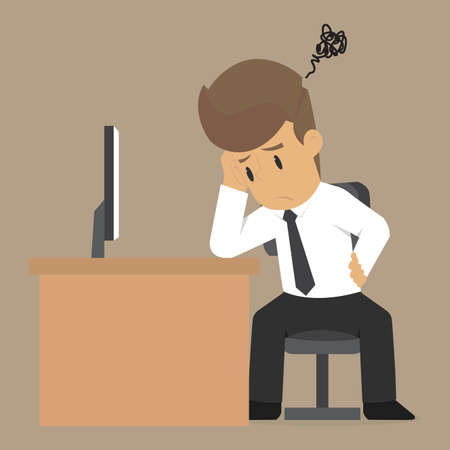 Business man worrying about his work. vectorのイラスト素材