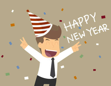 Businessman Celebrate Happy New Year. vectorのイラスト素材