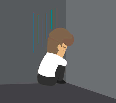 depression sadness loneliness jobless unemployment illustration. vectorのイラスト素材
