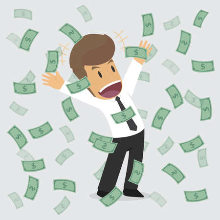 businessman happy with money fall.vectorのイラスト素材