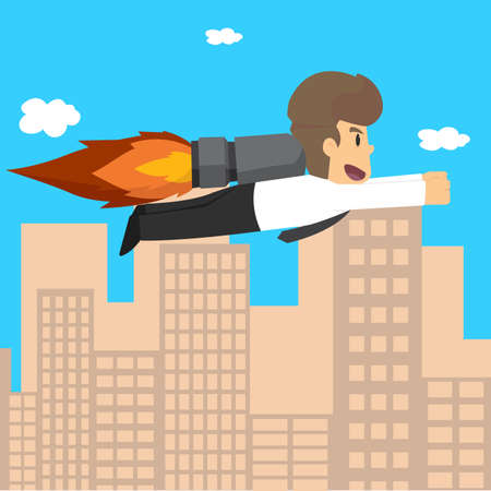 Startup Business. Businessman on a rocket. vectorのイラスト素材