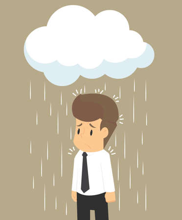 businessman wet from the rain, on a bad day. vectorのイラスト素材
