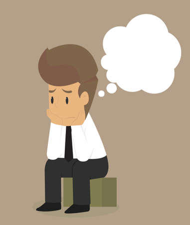 Businessman sitting dismal, no morale. vectorのイラスト素材