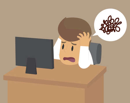 businessman thinking things don't work out, no idea. vectorのイラスト素材