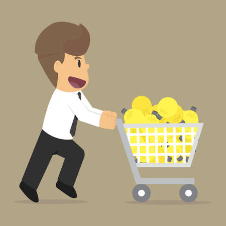 businessman shopping bulbs idea. vectorのイラスト素材