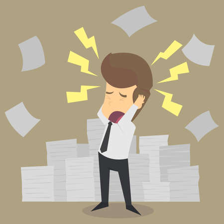 Businessman worked hard, stress at work. vectorのイラスト素材